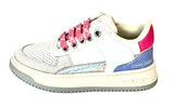 SHOESME WHITE/SILVER/PINK LACE/ ZIP TRAINER NO24S003-A