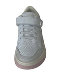 SHOESME NO24S002-B WHITE/SILVER ELASTICATED LACE/ VELCRO TRAINER