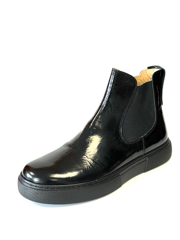 TT KIDS- BLACK PATENT CHELSEA BOOT