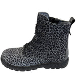 RICOSTA ANNI CARBON GREY /BLACK LEOPARD PRINT LACE WATERPROOF BOOT