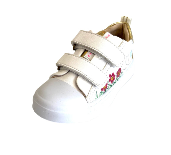 SHOESME SH24S001-A WHITE FLOWER/BEE VELCRO TRAINER