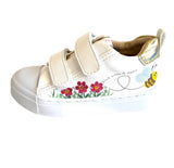 SHOESME SH24S001-A WHITE FLOWER/BEE VELCRO TRAINER