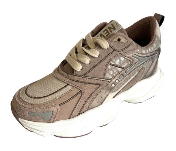 SHOESME TAUPE GOLD LACE TRAINER LW25W006-E