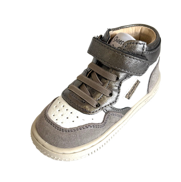 SHOESME BN25-W008-F SILVER SHIMMER ELASTICATED LACE/ VELCRO HI TOP TRAINER (Copy)
