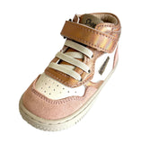 SHOESME BN25-W008-A PINK SHIMMER ELASTICATED LACE/ VELCRO HI TOP TRAINER