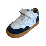 SHOESME BN25S012-A WHITE/ DARK BLUE  ELASTICATED LACE/ VELCRO TRAINER