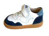 SHOESME BN25S012-A WHITE/ DARK BLUE  ELASTICATED LACE/ VELCRO TRAINER