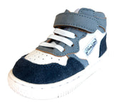 SHOESME BN26W008-F  BLUE/WHITE ELASTICATED LACE/ VELCRO HI TOP TRAINER