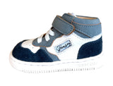 SHOESME BN26W008-F  BLUE/WHITE ELASTICATED LACE/ VELCRO HI TOP TRAINER