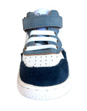 SHOESME BN26W008-F  BLUE/WHITE ELASTICATED LACE/ VELCRO HI TOP TRAINER