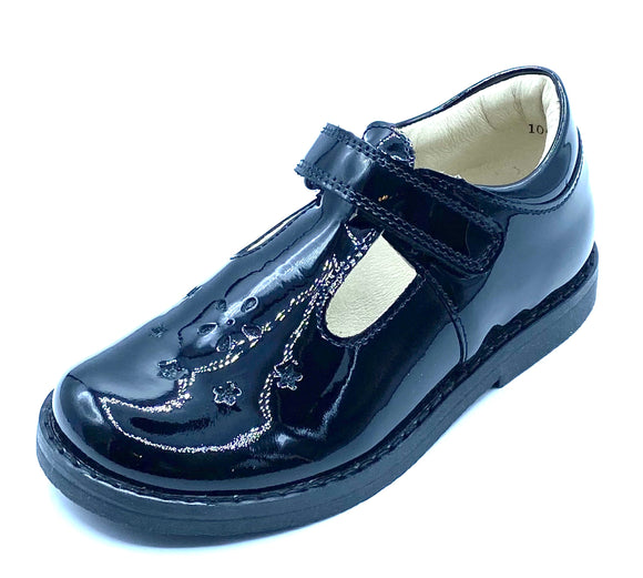 FRODDO EVIA 3140128-1 BLACK PATENT T BAR