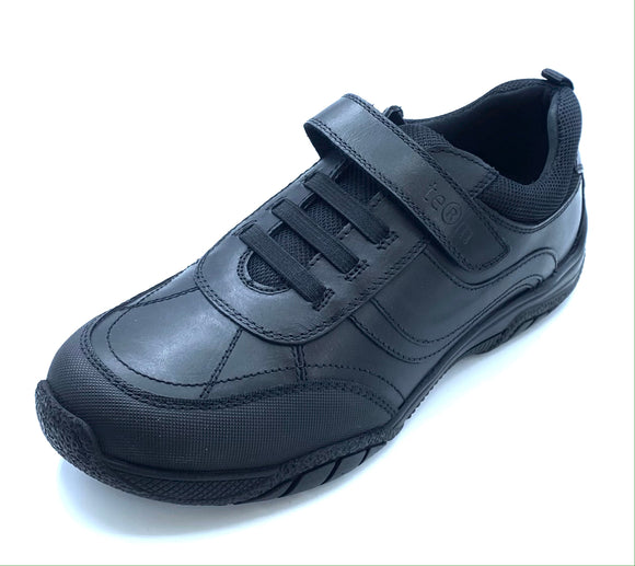 TERM MAXX BLACK LEATHER ELASTIC LACE/VELCRO SHOE