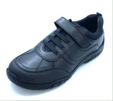 TERM MAXX BLACK LEATHER ELASTIC LACE/VELCRO SHOE
